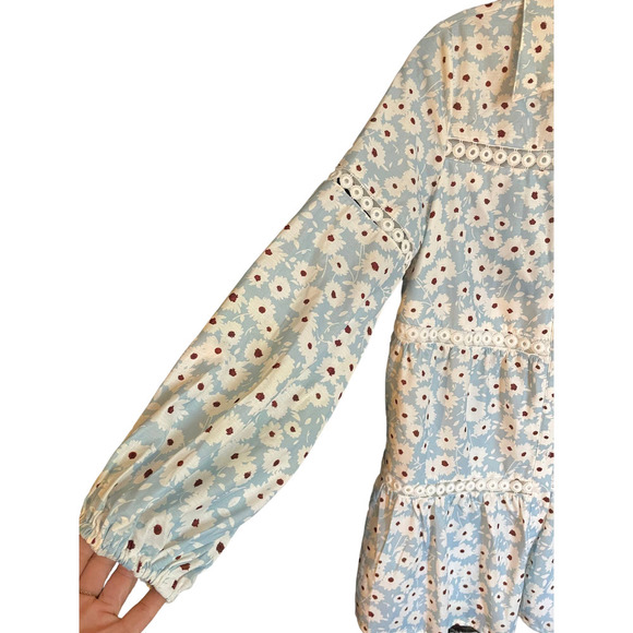 NWT In the Style Womens Floral Button-Up Shirtdress Long Sleeve Size 8 Blue - Picture 5 of 6